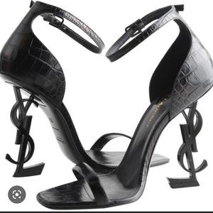 Saint Laurent Opyum sandals crocodile embossed